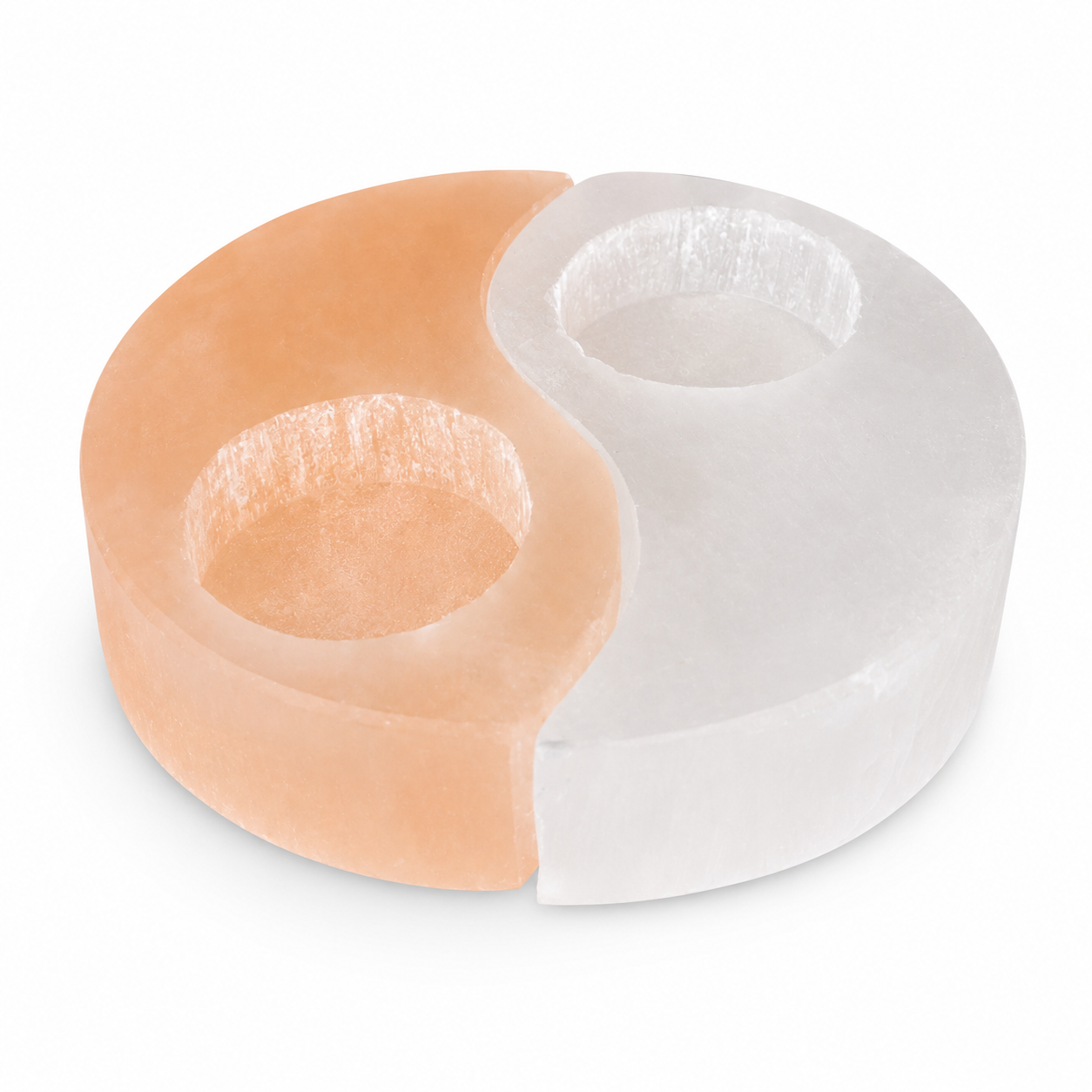 Yin Yang Selenite Candle Holder Set
