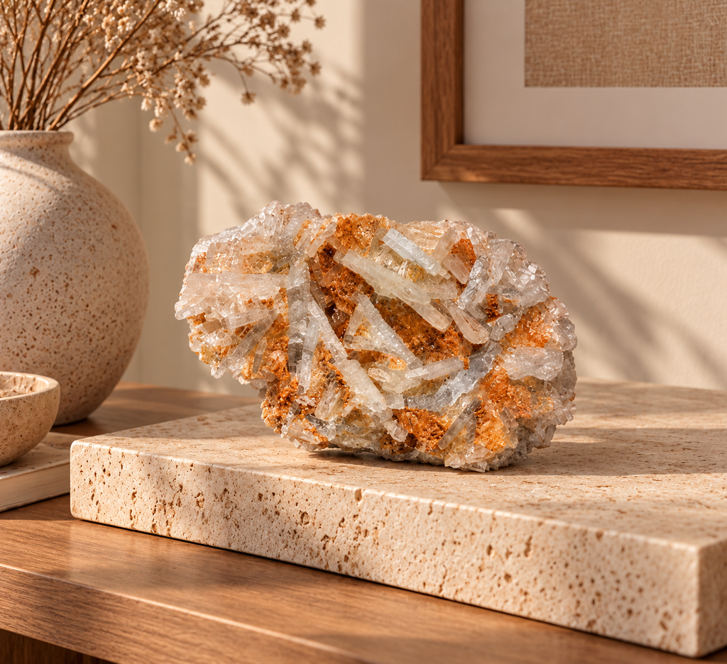 Barite Crystal Cluster with Iron Oxide
