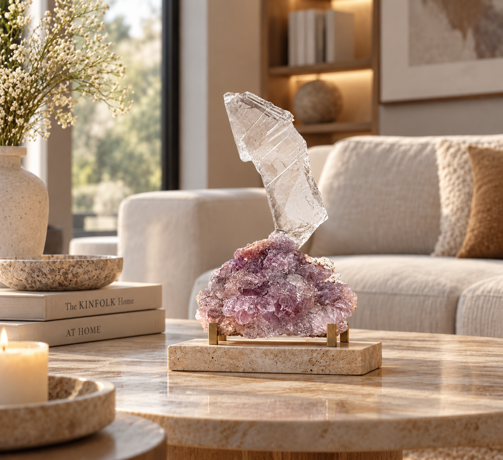 Calcite with Amethyst Crystal Cluster