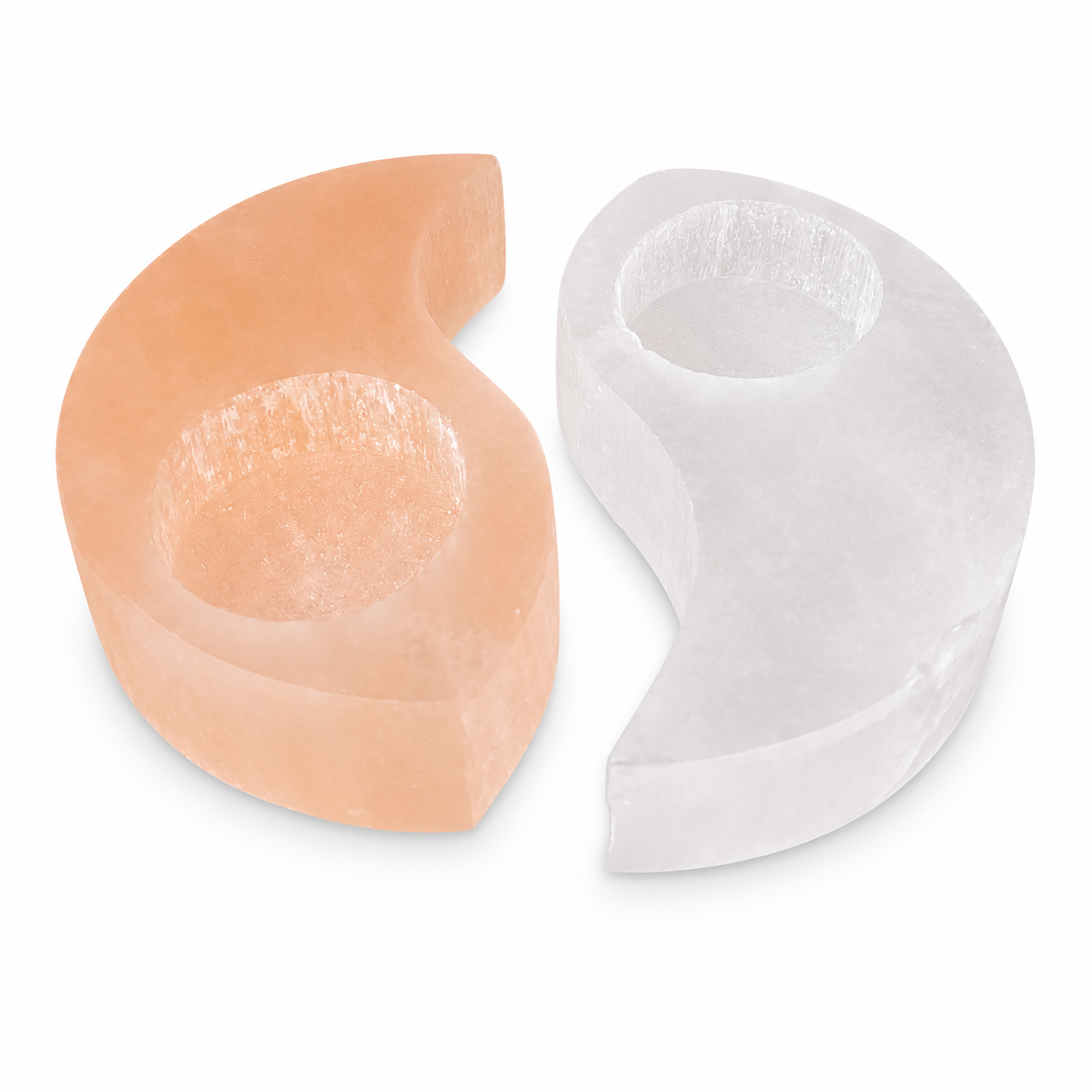 Yin Yang Selenite Candle Holder Set