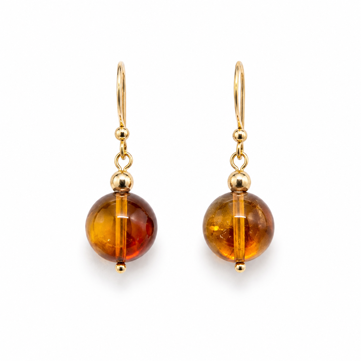 Genuine Amber 8mm Earrings - Gold Filled