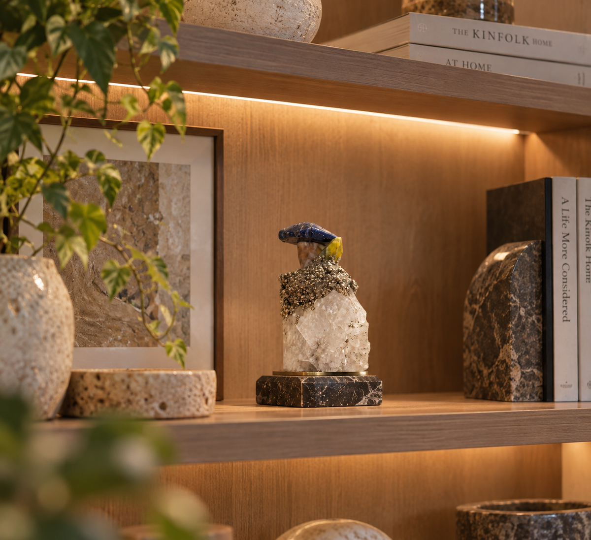 Mixed Crystal & Mineral Mushroom Carving