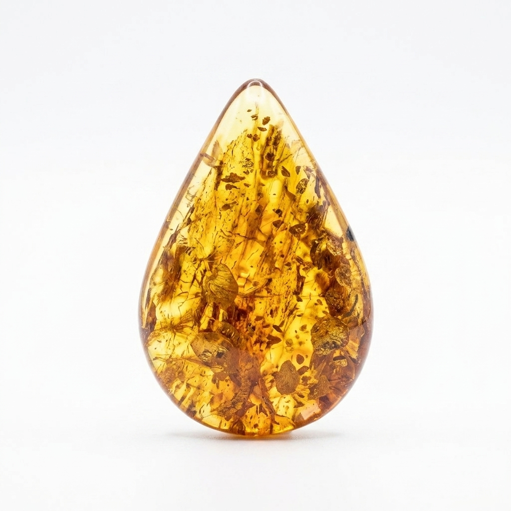 Natural Amber Teardrop Cabochon