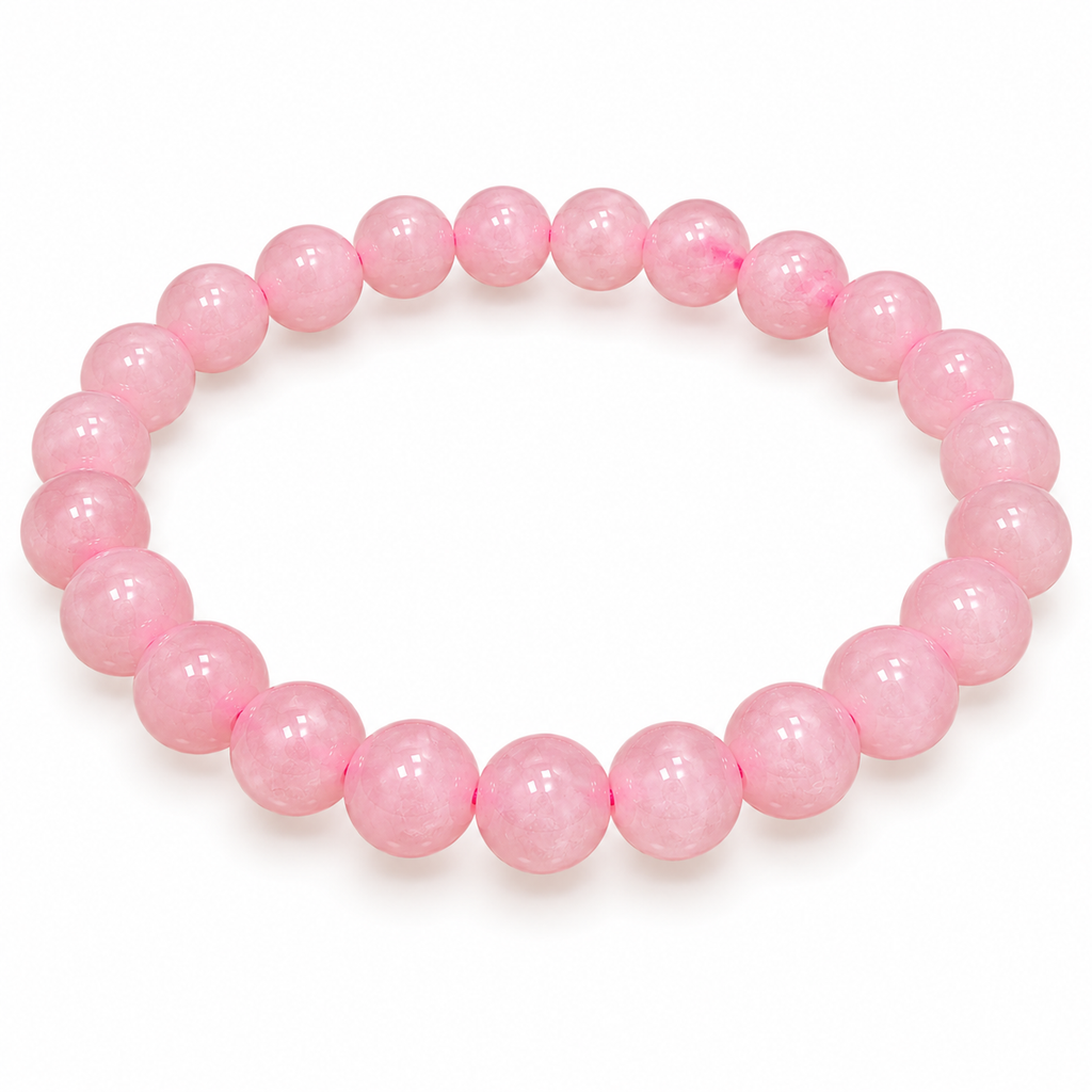 Natural Brazilian Rose Quartz Beaded 8mm Bracelet