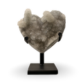 Druzy Quartz Stalactite Heart Carving on Metal Stand, 9.2 kgs, 14” height with base, 9” x 7” stone
