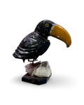 Gemstone Toucan Carving on Crystal Cluster