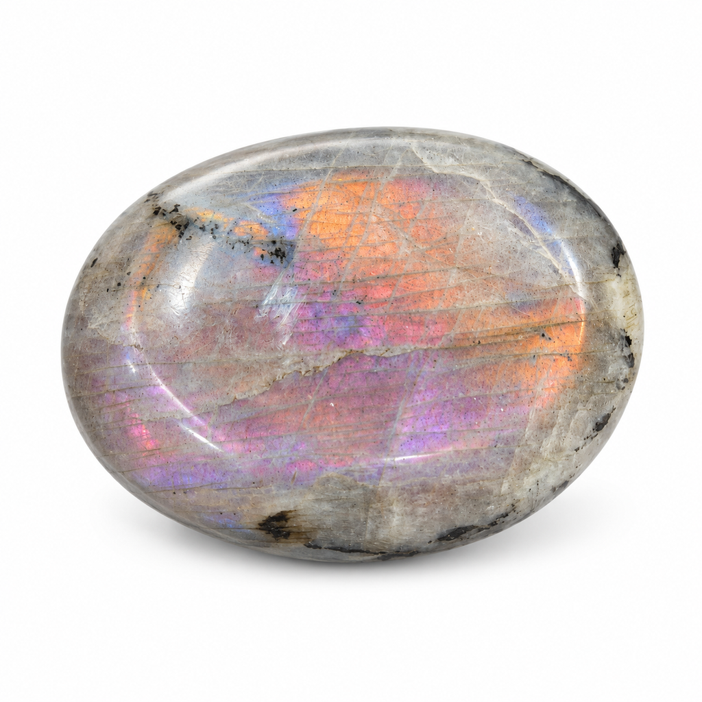 Purple Flash Labradorite Oval Palm Stone
