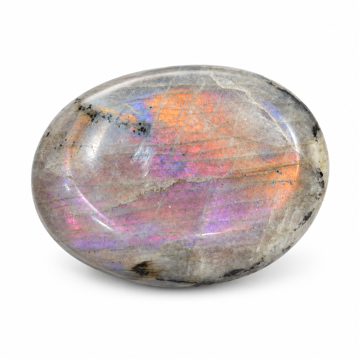 Purple Flash Labradorite Oval Palm Stone