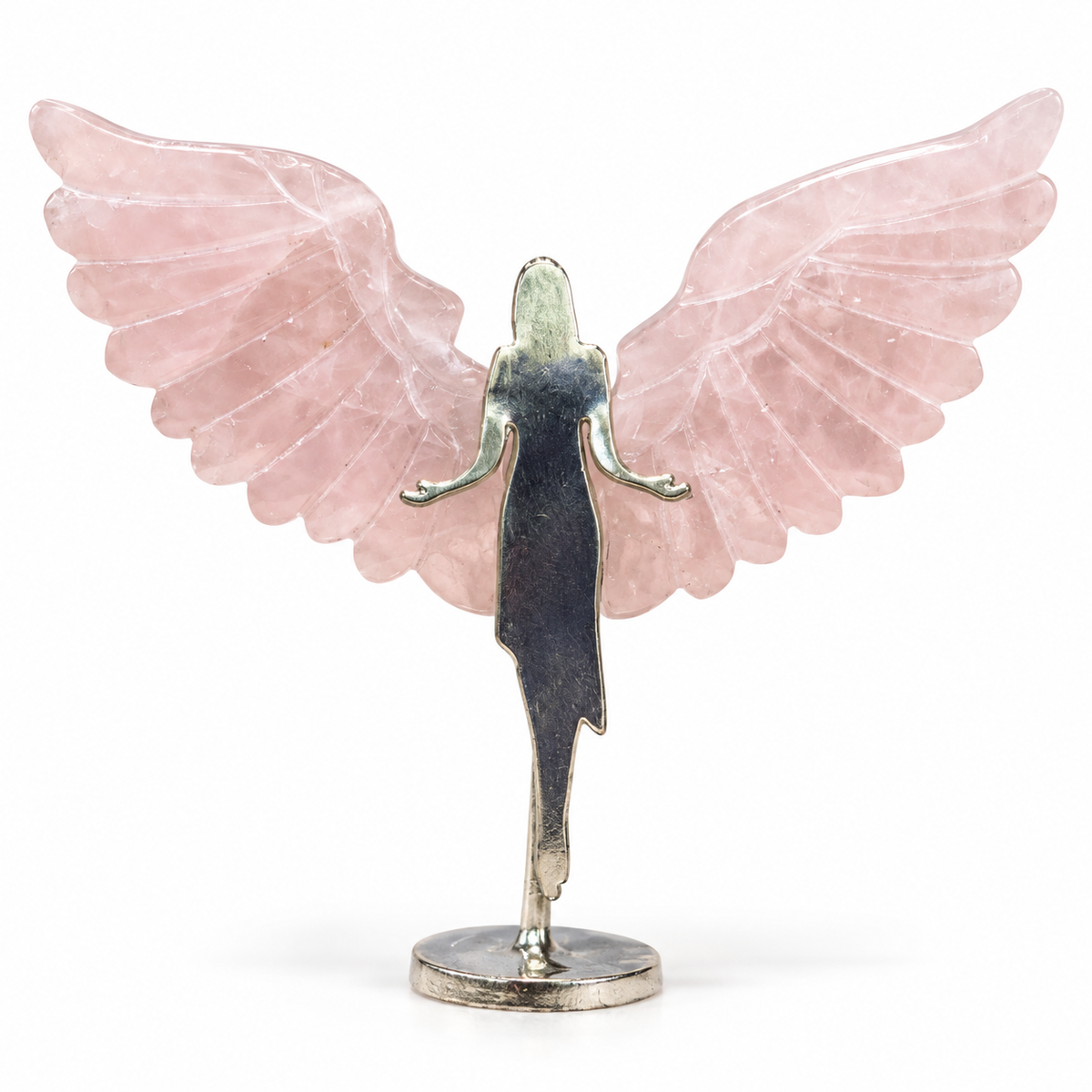 Rose Quartz Winged Angel Figurine