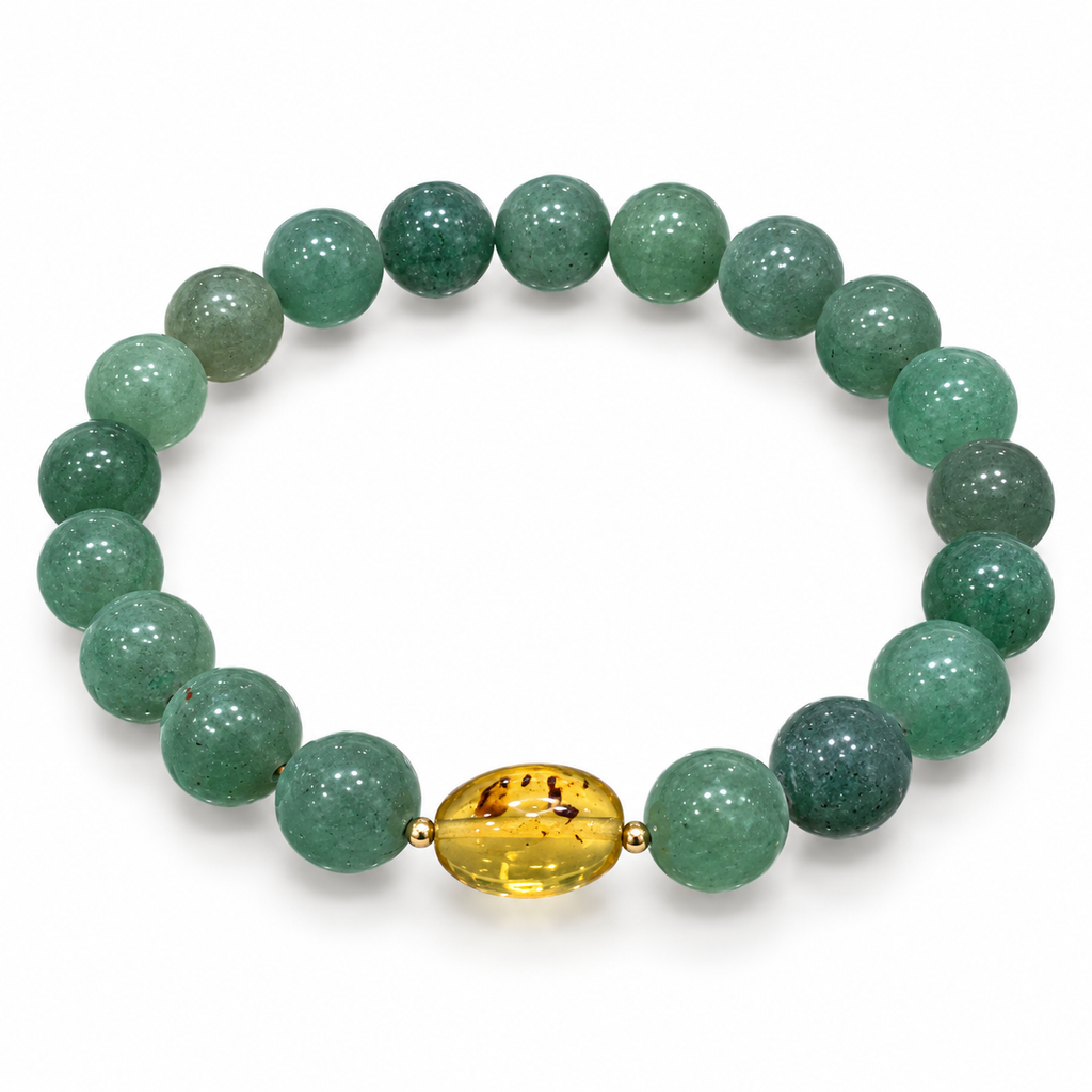Green Aventurine & Colombian Amber Bracelet