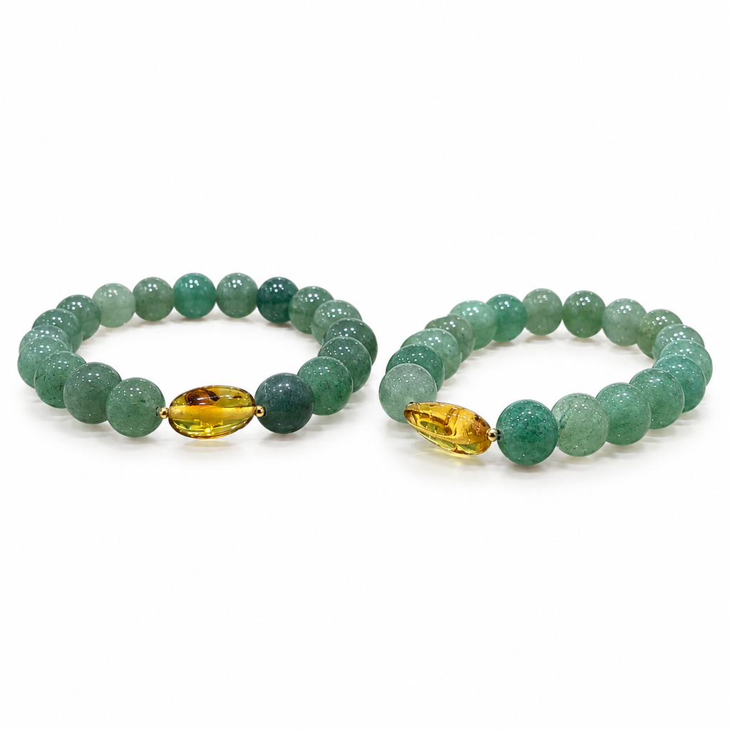 Green Aventurine & Colombian Amber Bracelet