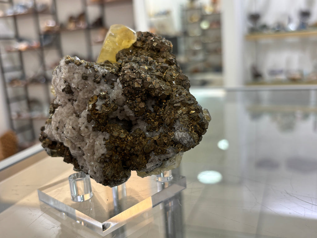 Pyrite and Yellow Calcite
