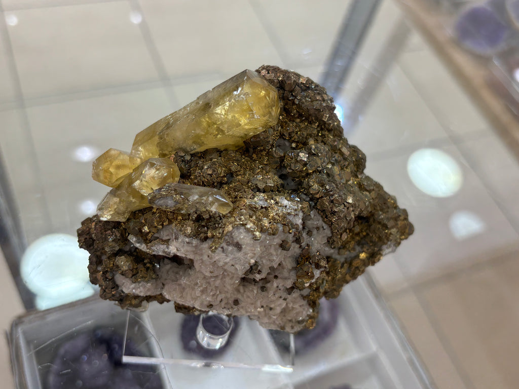 Pyrite and Yellow Calcite
