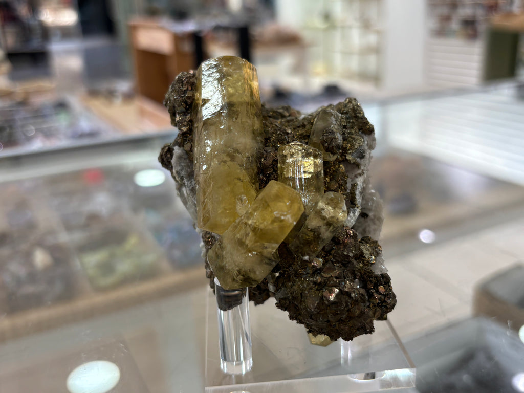 Pyrite and Yellow Calcite