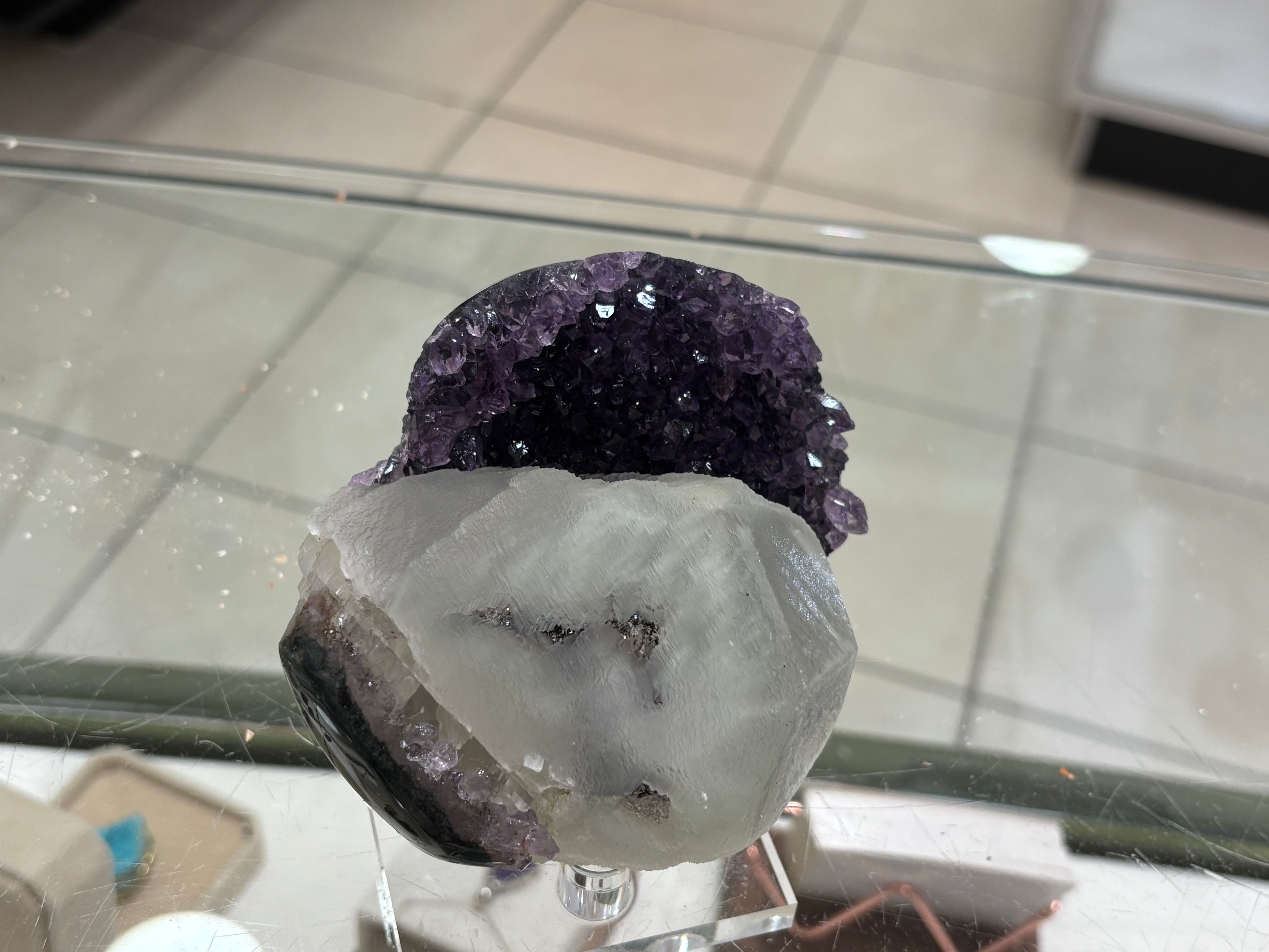 Amethyst with Calcite