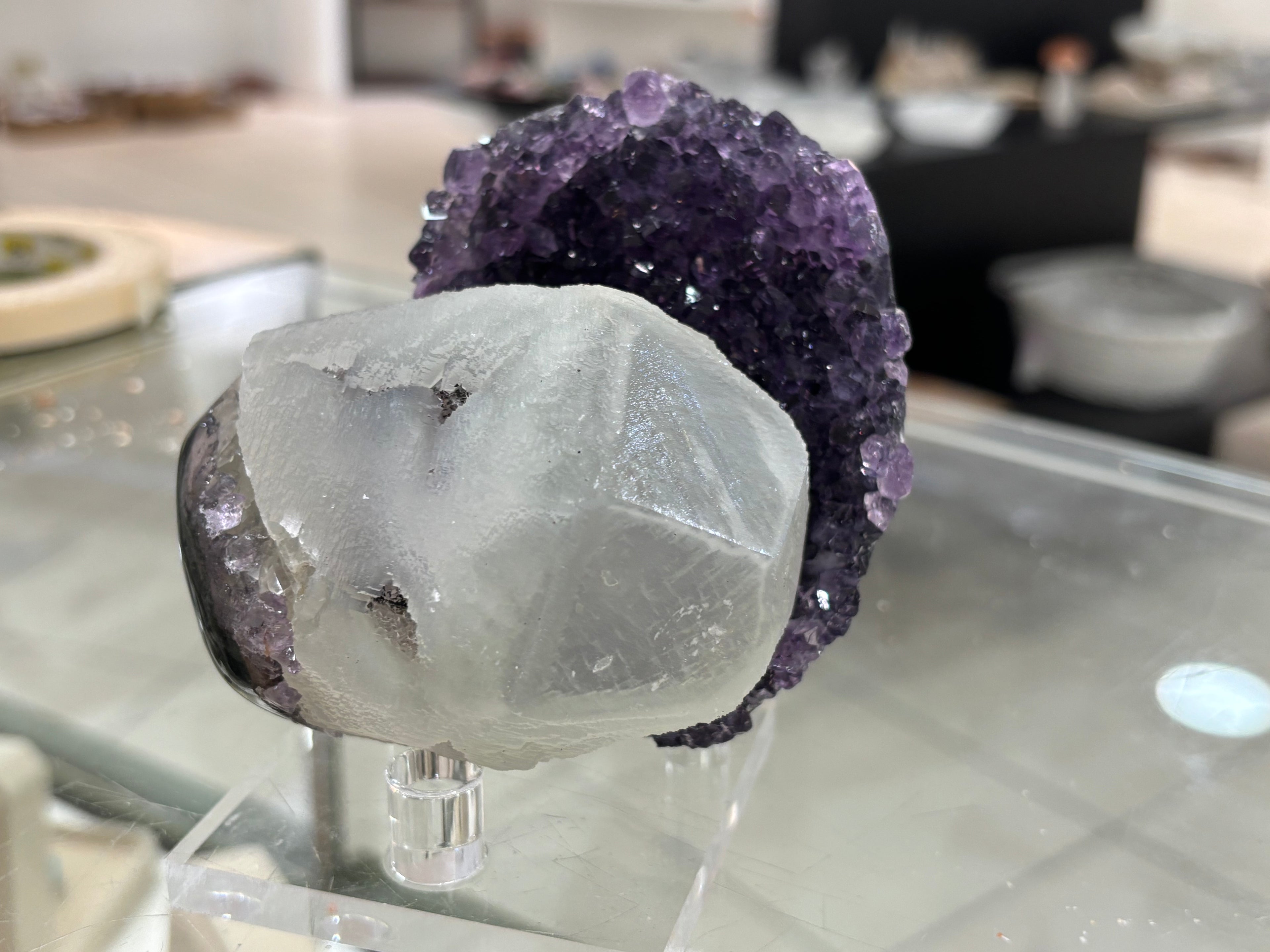 Amethyst with Calcite