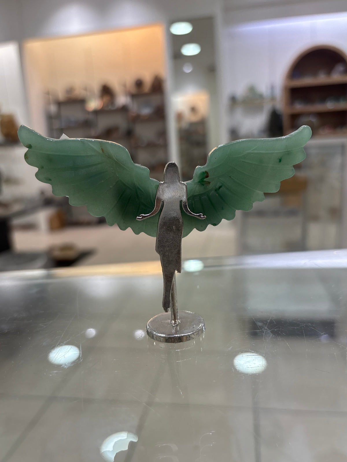 Green Aventurine Quartz Winged Angel Figurine