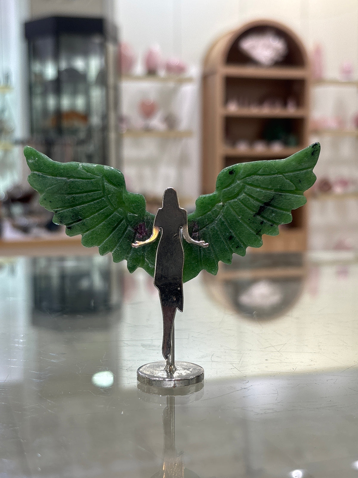 Ruby Fuschite Winged Angel Figurine