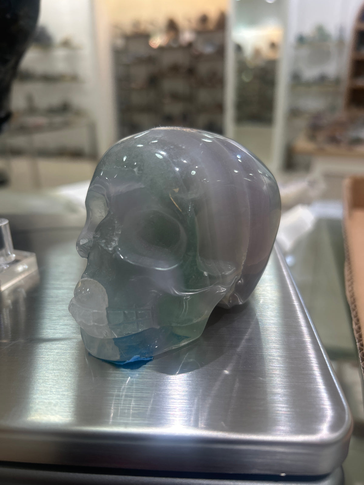 Rainbow Fluorite Crystal skull