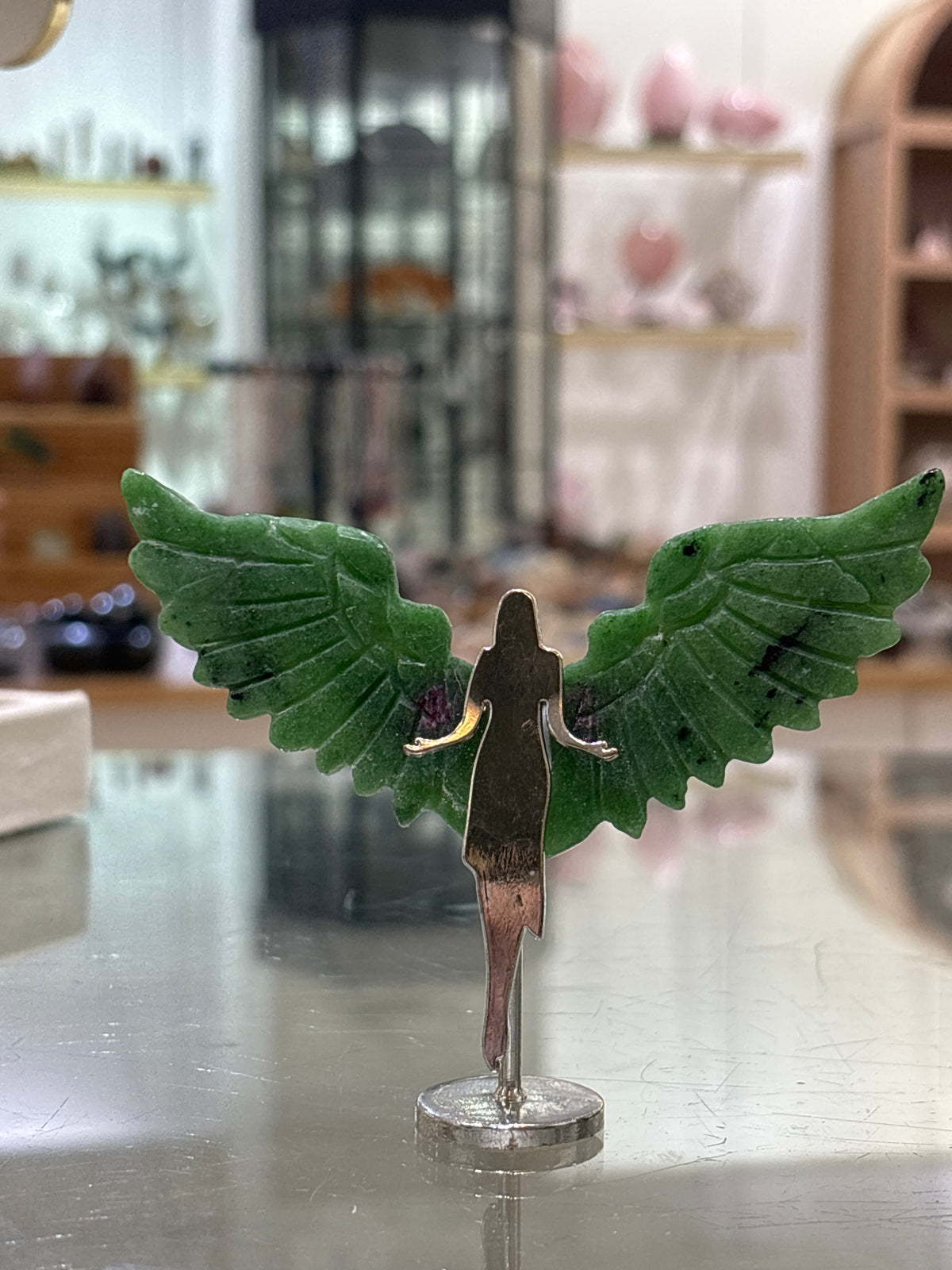 Ruby Fuschite Winged Angel Figurine