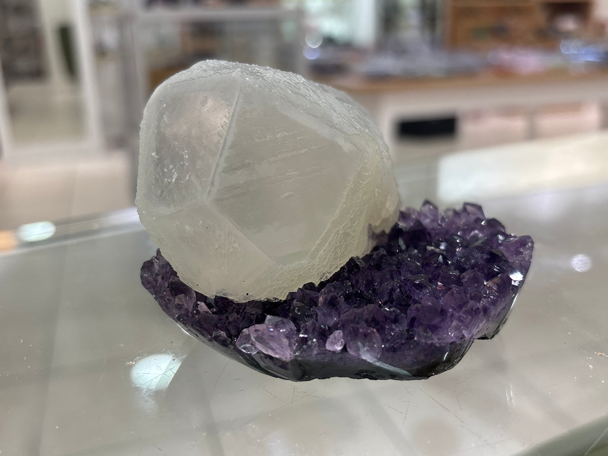 Amethyst with Calcite